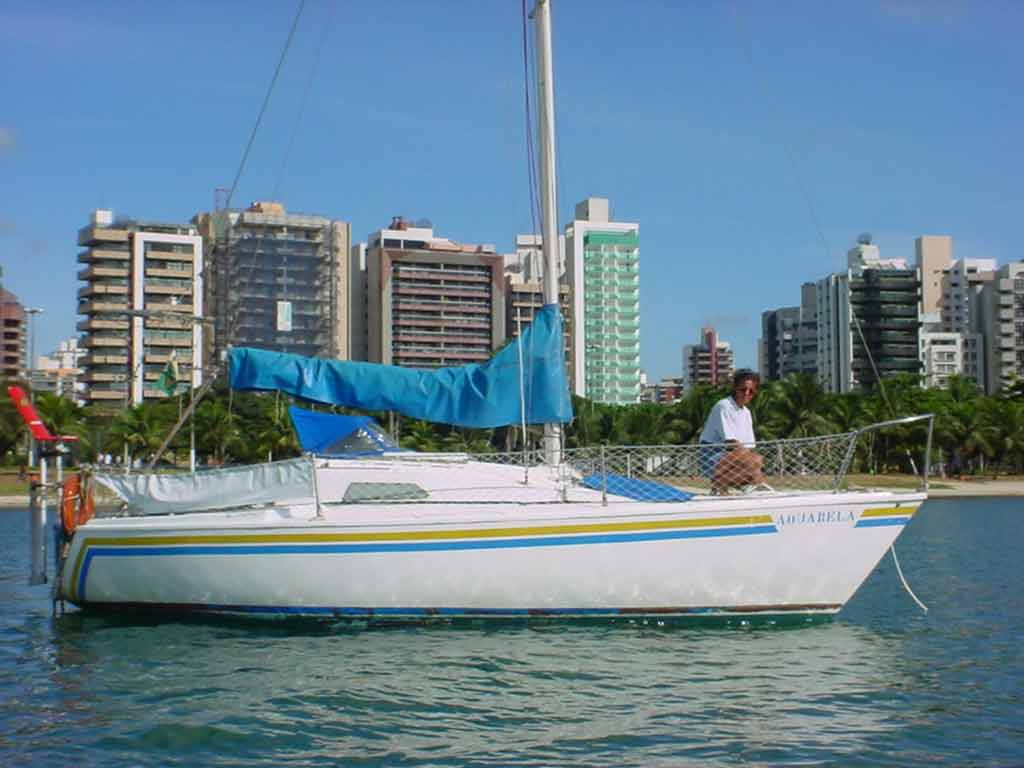 Seja bem vindo a bordo!!!     Veleiro Aquarela e Christina, na Praia do Canto, Vitória/ES, abril 2003